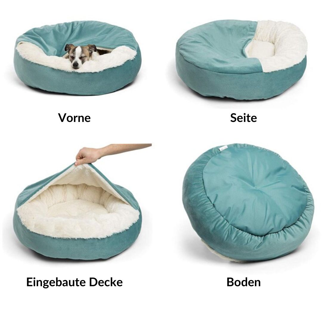 Luxuriöser Schlafplatz: Orthopädisches Hundebett SnuggleNest. Weiche Kuschelhöhle für Tiefenentspannung & Geborgenheit.