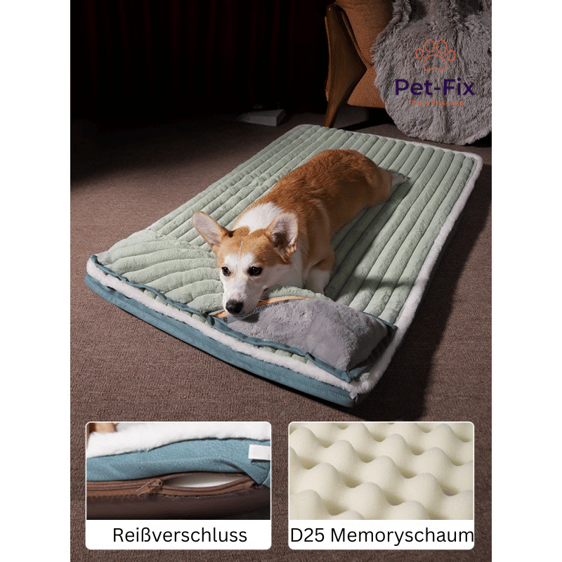 Waschbare orthopädische Hundematte in Khaki, robust und pflegeleicht, ideal für täglichen Gebrauch.