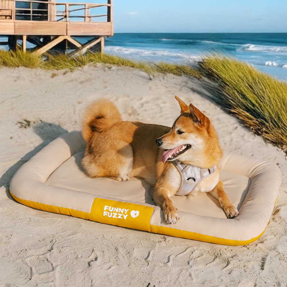 Robuste Outdoor Hundematte, orthopädisch, wasserdicht und kratzfest. Ideal für Camping.