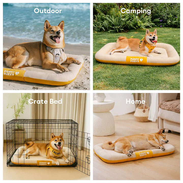 Orthopädische Hundematte für den Außenbereich, wasserdicht und kratzfest. Stilvolles Farbblock-Design.