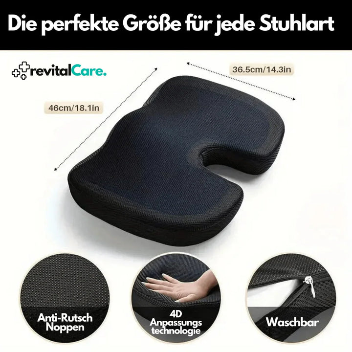 Orthopädisches Sitzkissen mit Memory-Schaum für ergonomische Haltung, Komfort & Rückengesundheit im Alltag.