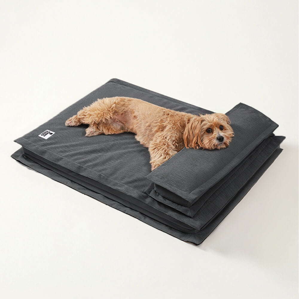 Stilvolles Anti-Angst Hundebett, passt ins Interieur. Orthopädisch für Tiefschlaf & Gelenkentlastung.