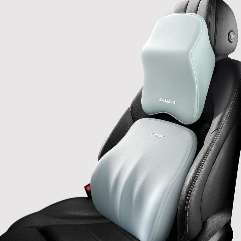 Reisekissen Set: Orthopädisches Nacken- & Rückenkissen für Autofahrten. Ergonomisch, Memory-Schaum, Unisex.