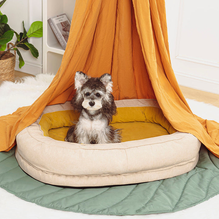 Orthopädisches Donut Hundebett für alle Hunderassen, bietet Komfort und Halt.