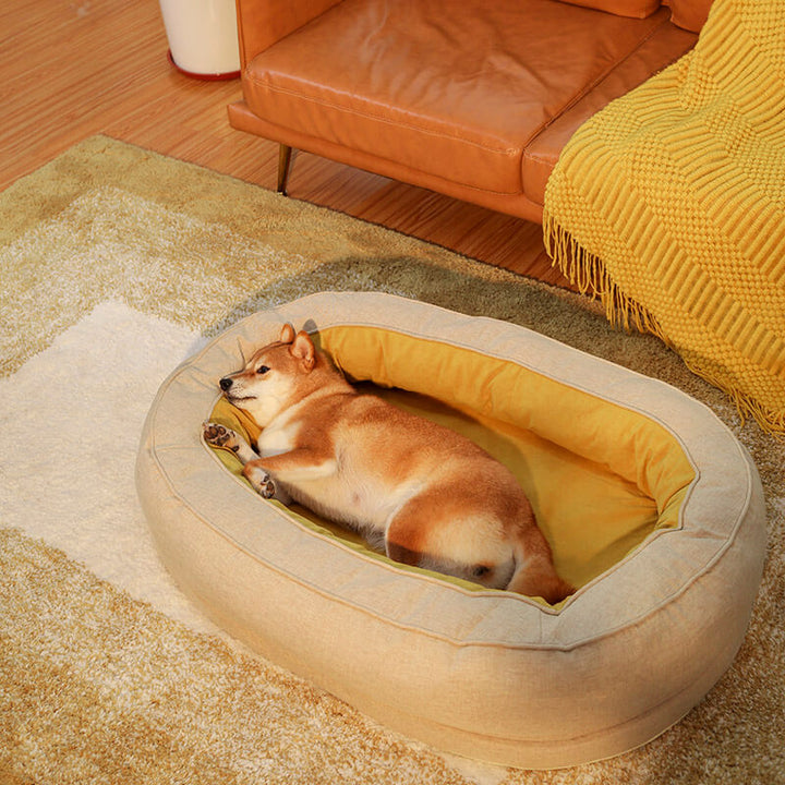 Waschbares orthopädisches Donut Hundebett, idealer Schlafplatz für Komfort & Wärme.