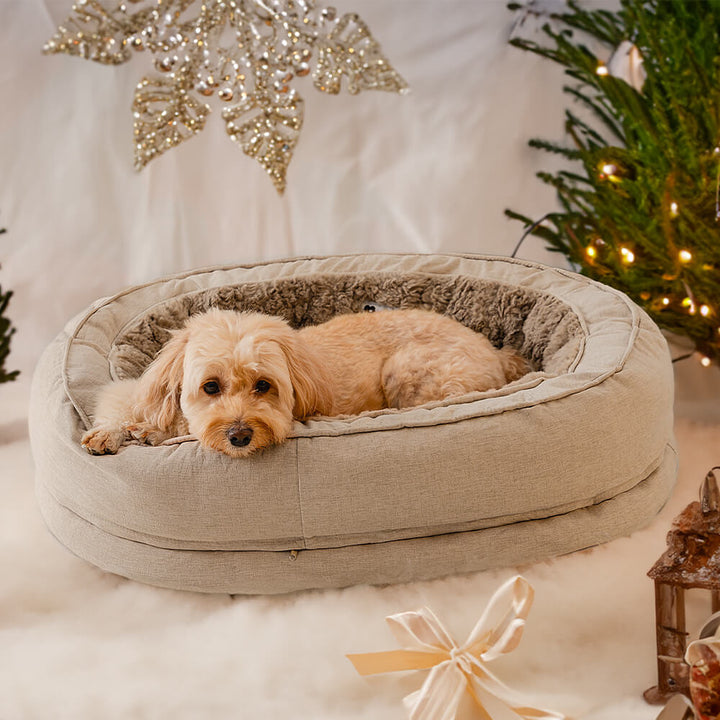 Gemütliches, orthopädisches Donut Hundebett, bietet Wärme und Komfort für Haustiere.