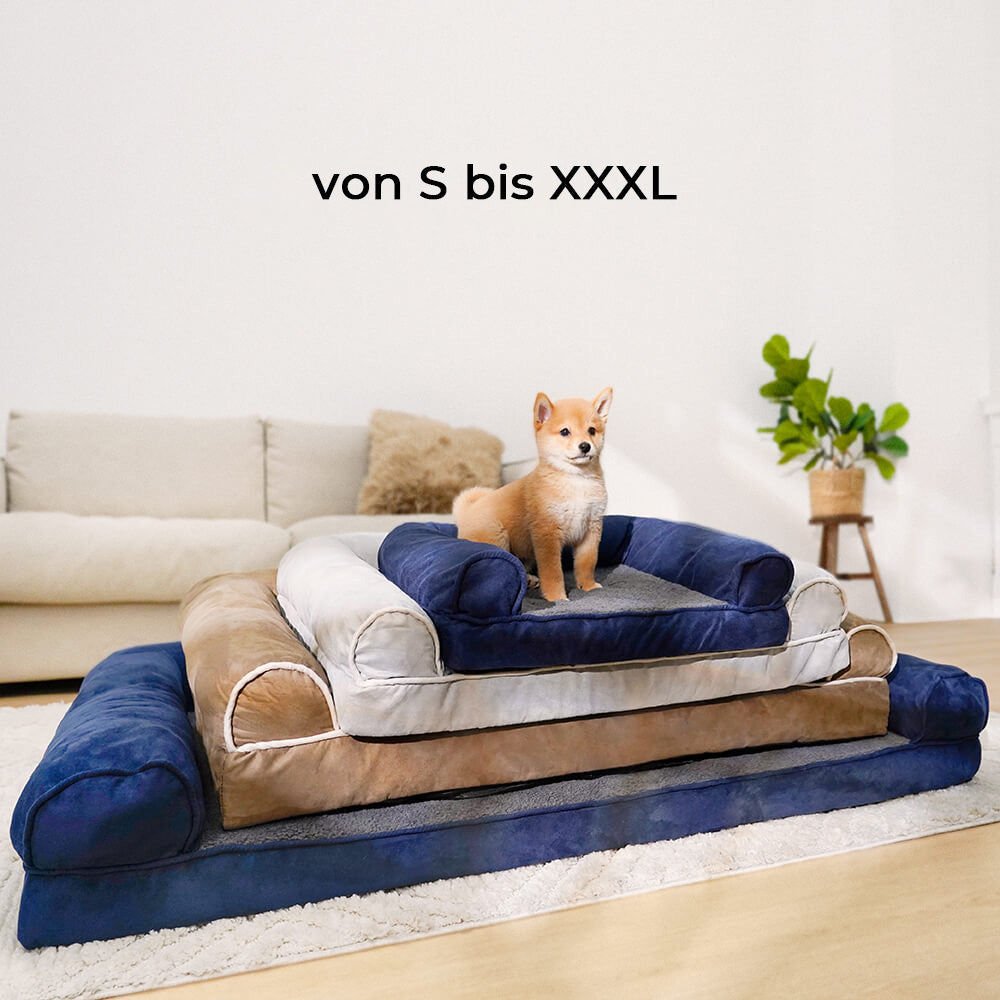 Hochwertiges orthopädisches Haustierbett, eckig, Kunstfleece-Bezug, für gesunden Schlaf.