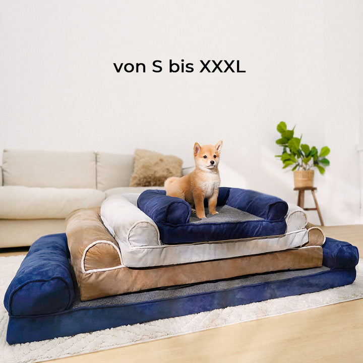 Hochwertiges orthopädisches Haustierbett, eckig, Kunstfleece-Bezug, für gesunden Schlaf.