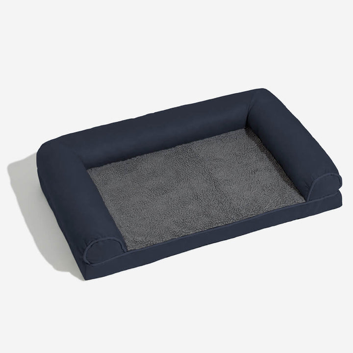 Orthopädisches Eck-Hundebett mit Kunstfleece-Liegefläche, Detail des Memory-Schaumkerns.