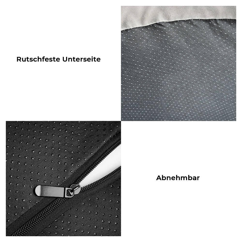 Elegantes orthopädisches Hundebett in Eckform, Wildleder-Look, perfekt für jeden Wohnraum.