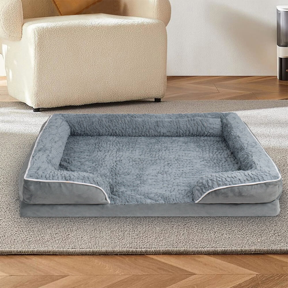 Eckhundebett für Hunde, orthopädisch, wasserdicht, waschbar und bietet Gelenkentlastung.