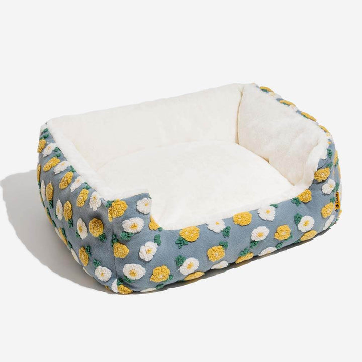 Orthopädisches Eckbett für Hunde, Samtkissen für höchsten Schlafkomfort, weich & waschbar.