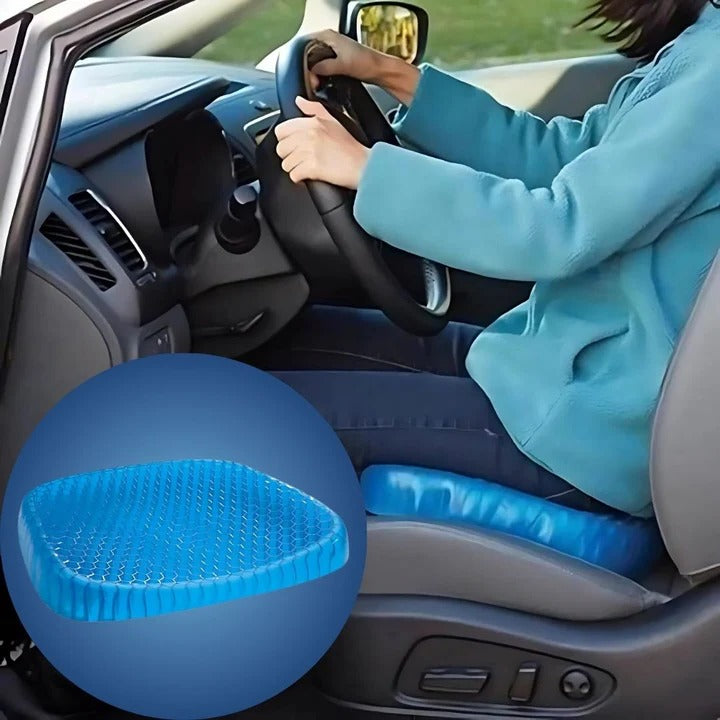 Hochwertiges Gel-Sitzkissen mit atmungsaktivem Bezug. Fördert ergonomisches Sitzen, entlastet Druckpunkte & verbessert die Haltung.