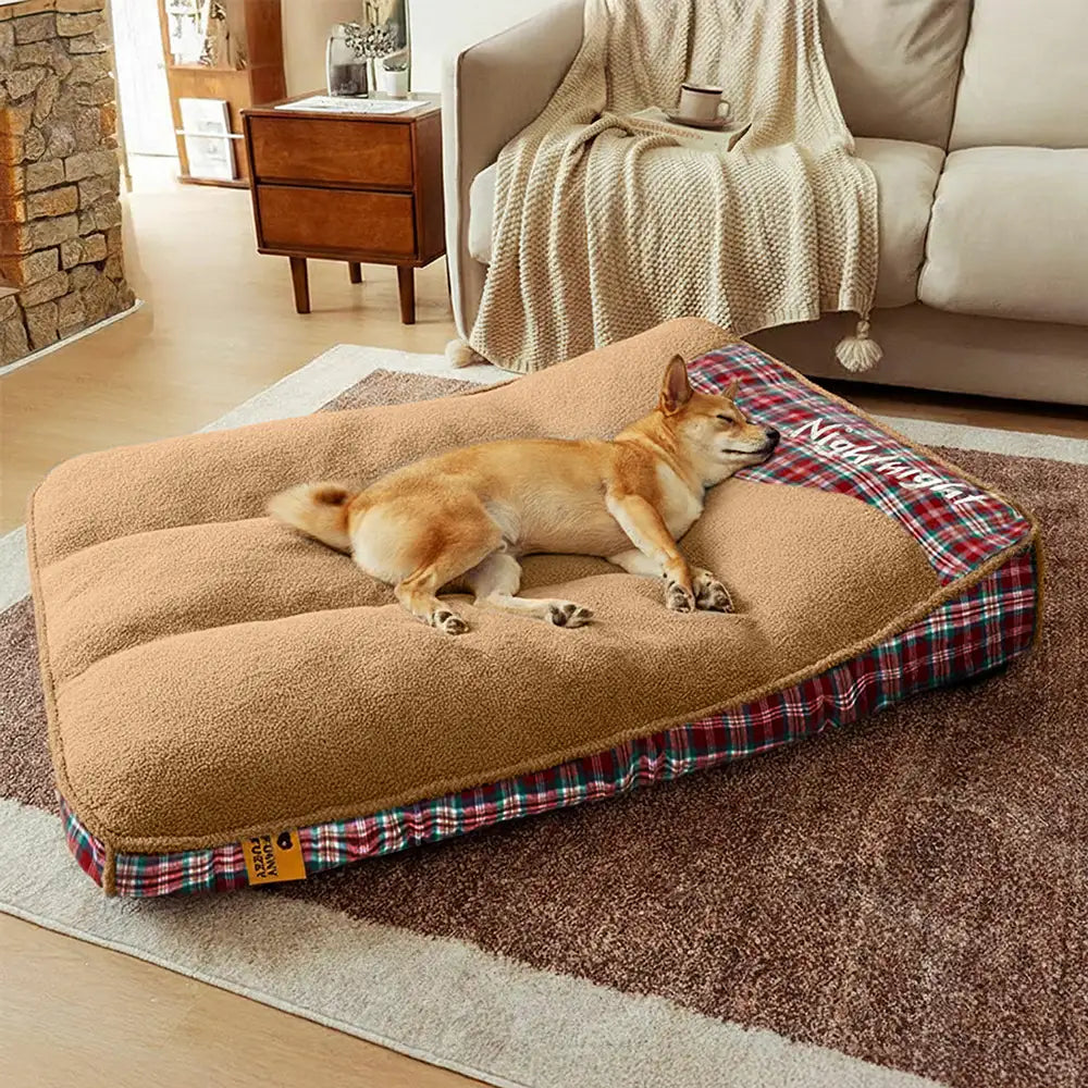 Großes, orthopädisches Hundebett aus Teddyfell, waschbar und extra flauschig für optimalen Komfort.
