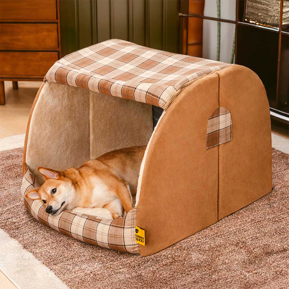 Waschbares, orthopädisches Hundebett in Braun, perfekter Schlafplatz für alle Hunde.