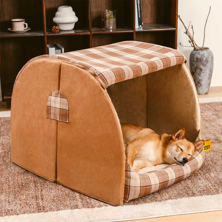 Großes orthopädisches Hundebett, braun, langlebig und leicht zu reinigen für Haustiere.