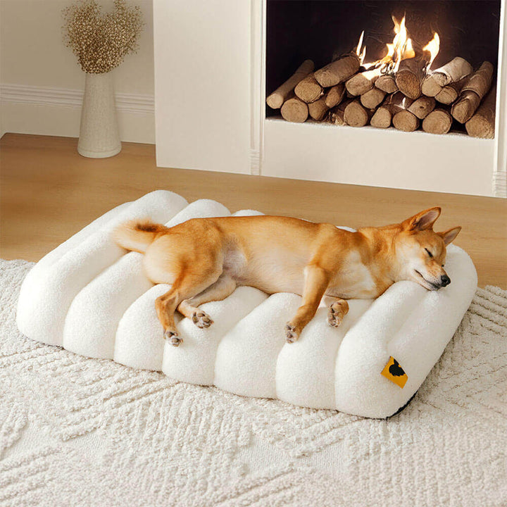 Großes orthopädisches Hundebett aus Memoryschaum. Bequem, waschbar, Teddyfleece. Perfekt für Gelenkschutz.