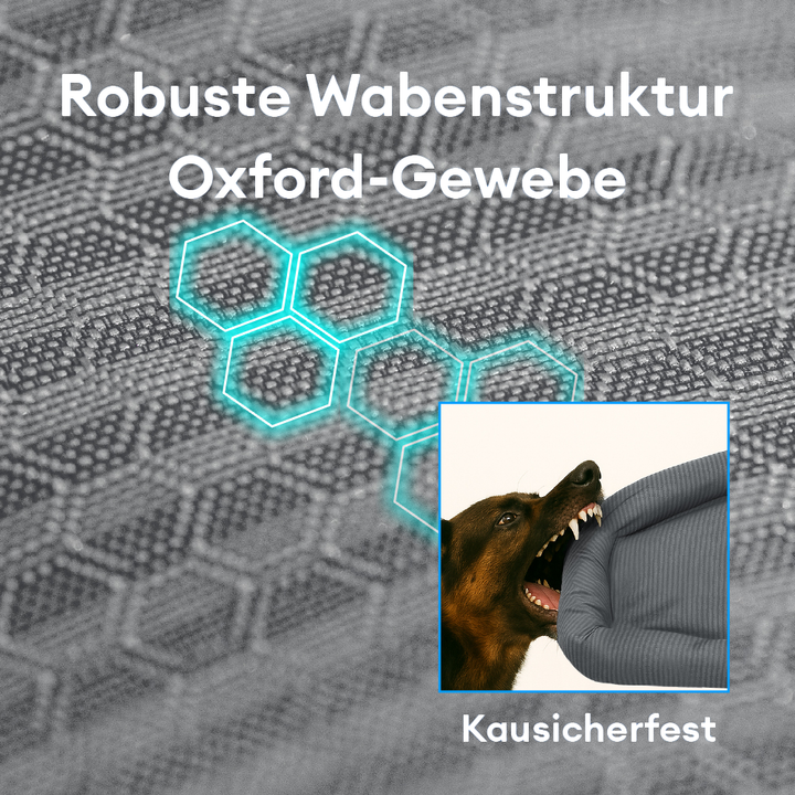 Kratzfestes orthopädisches Hundebett für große Hunde, langlebig, robust und mit Gelenkunterstützung.