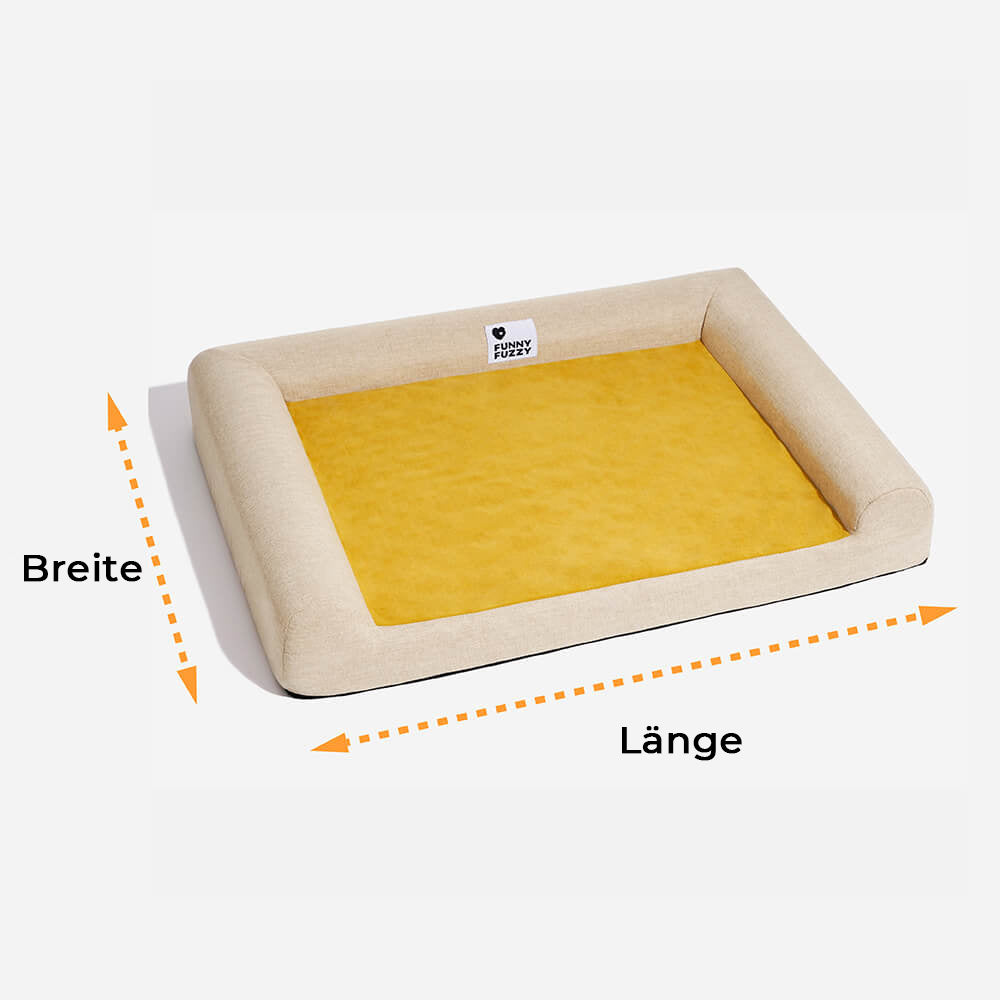 Weiches, orthopädisches Hundebett in Ginkgo Gelb. Komfortabler & gelenkschonender Schlafplatz für alle Hunde.