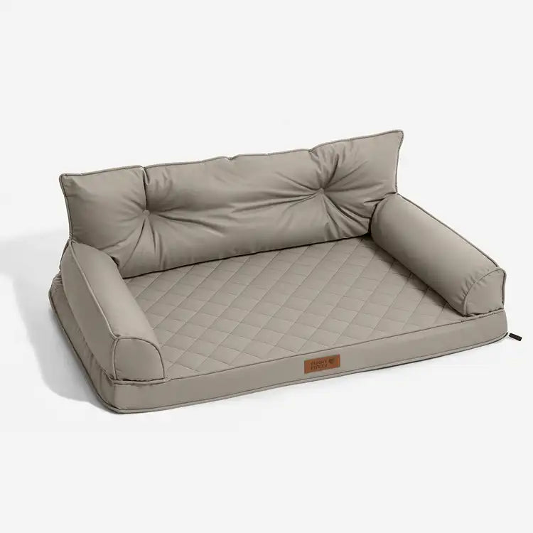 Großes orthopädisches Hundebett, faltbar, kognakbraun. Für maximalen Komfort.