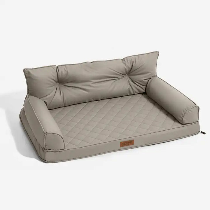 Großes orthopädisches Hundebett, faltbar, kognakbraun. Für maximalen Komfort.