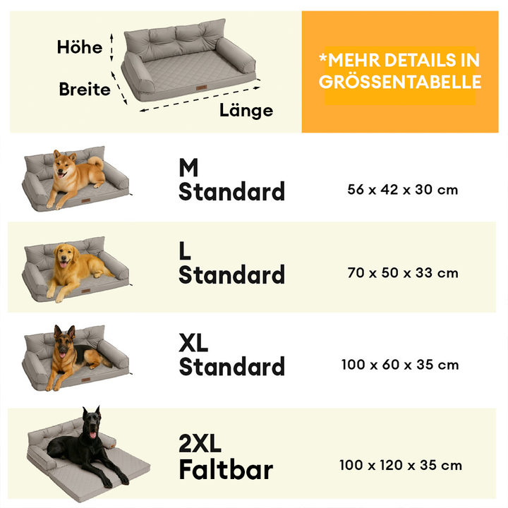 Luxuriöses orthopädisches Tierbett, faltbar, abgrundblau. Großes Hundebett.