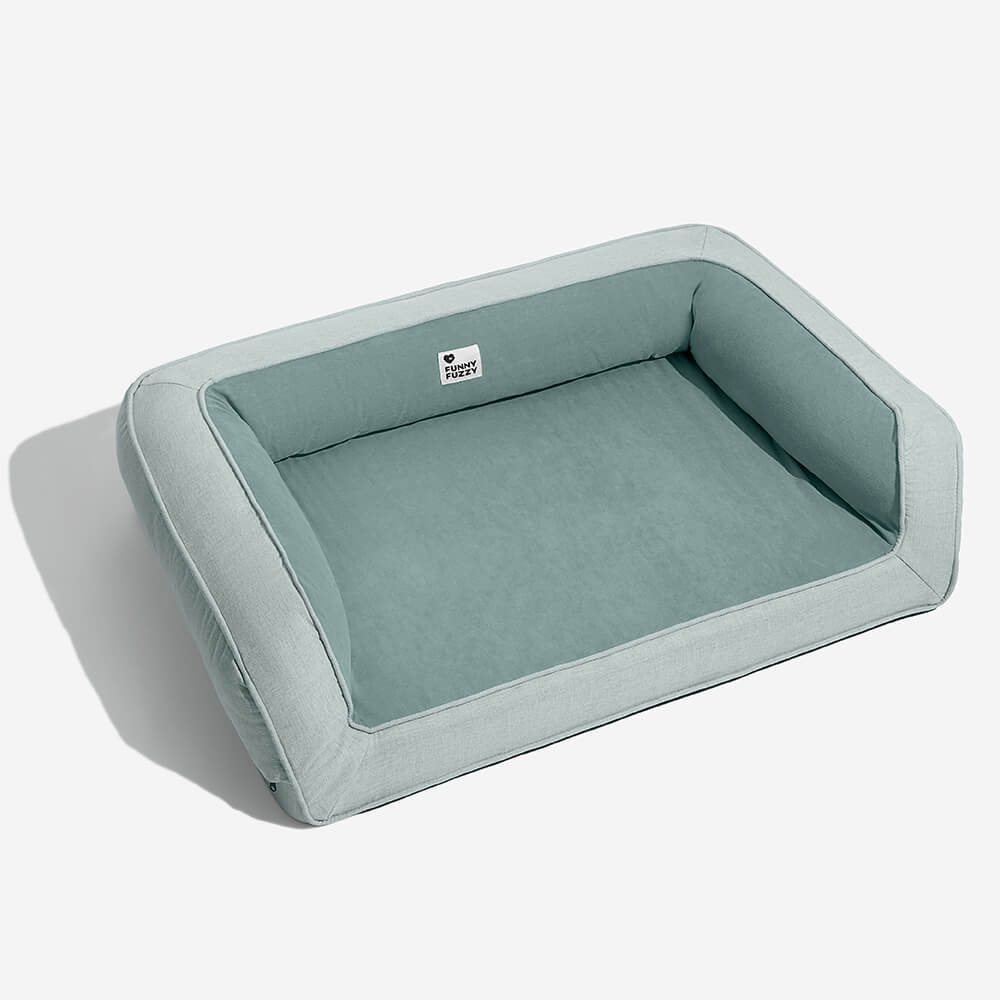 Geräumiges orthopädisches Hundebett von oben gesehen, bietet viel Platz & Komfort.