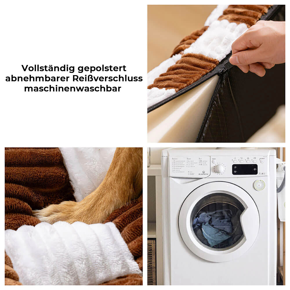 Hochwertiges, waschbares Hundebett, orthopädisch, mit einzigartigem Schachbrett-Plüschdesign.