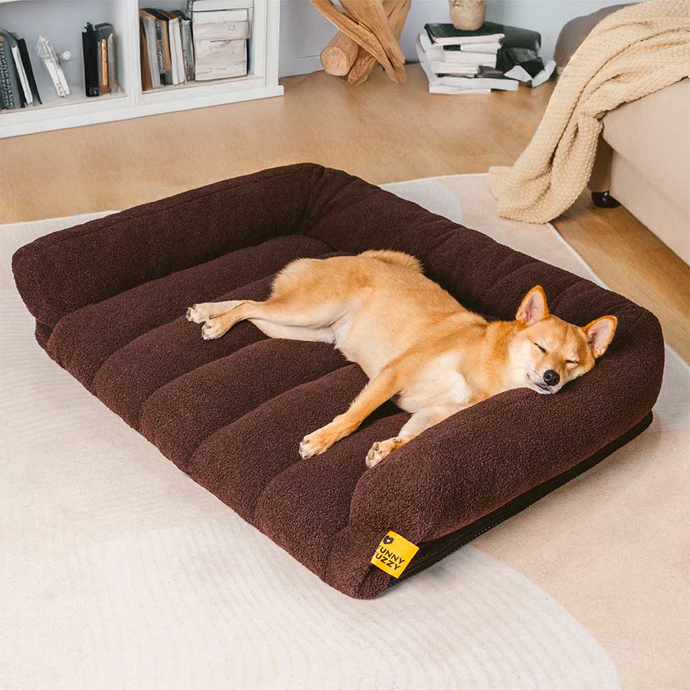 Gelenkschonendes Orthopädisches Hundebett XL mit Kopfstütze, ideal für ältere Hunde und optimalen Liegekomfort.