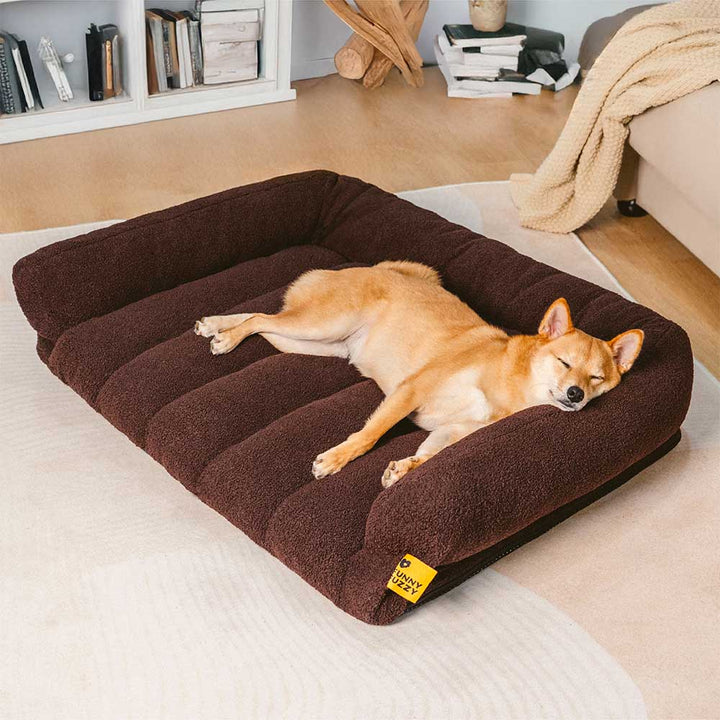 Gelenkschonendes Orthopädisches Hundebett XL mit Kopfstütze, ideal für ältere Hunde und optimalen Liegekomfort.