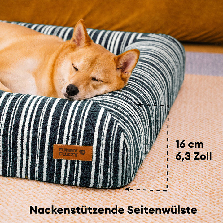 Robustes orthopädisches Hundebett, waschbar & rutschfest, bietet Hunden langanhaltenden Komfort.