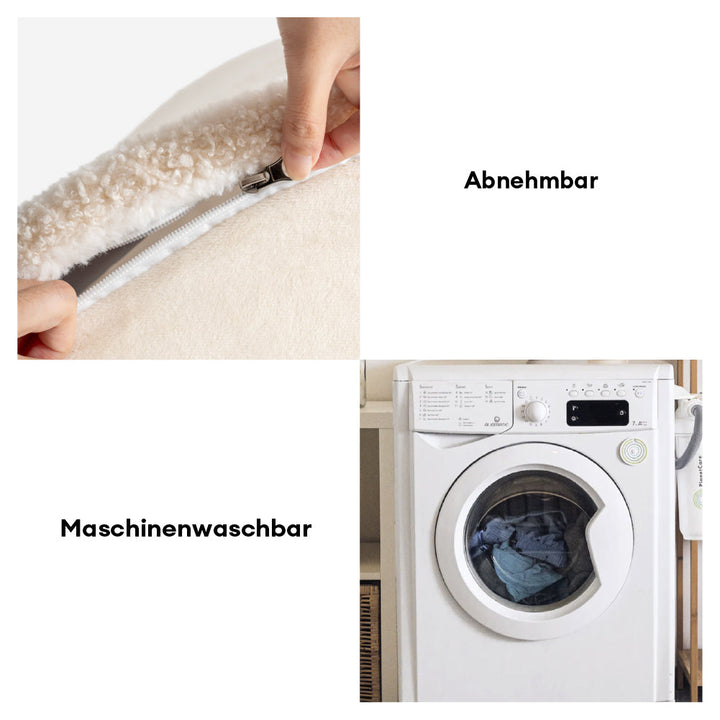 Detailansicht: Gestreiftes orthopädisches Hundebett, langlebiges Material für Tierbedarf.