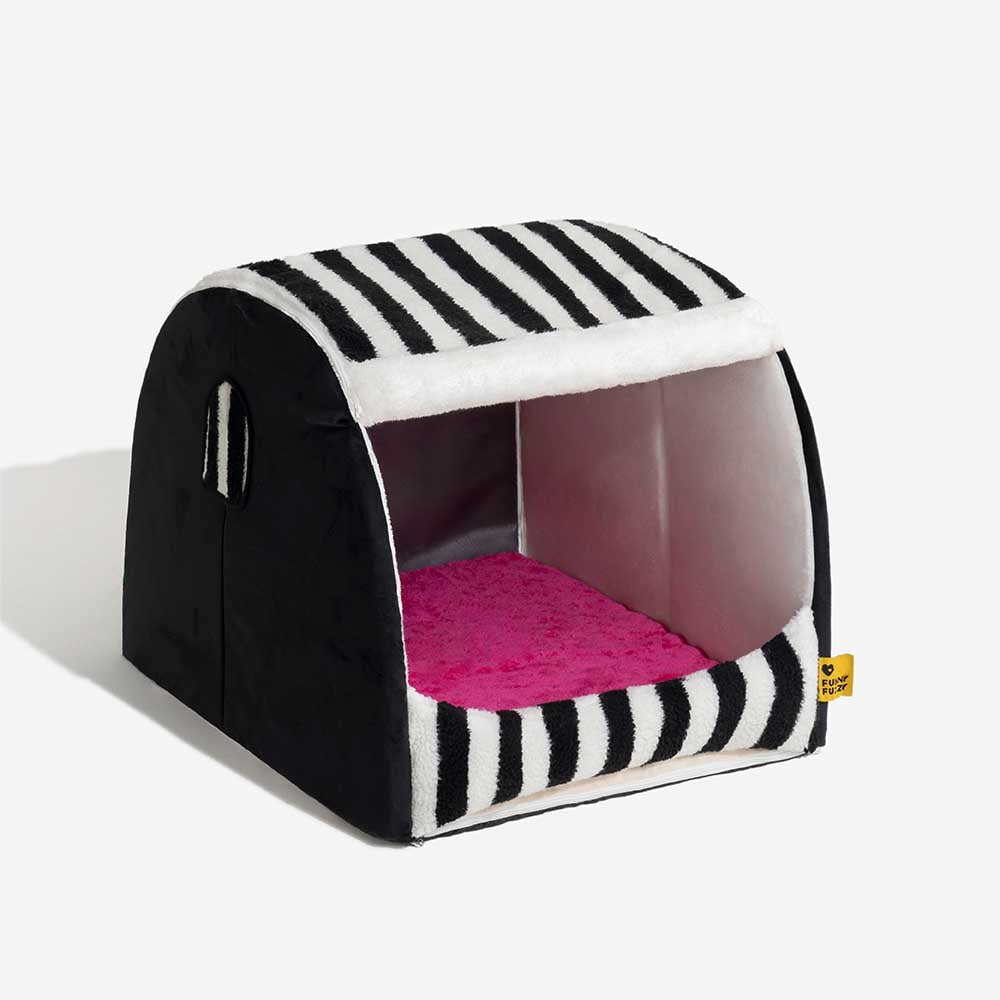 Gestreiftes Hundeaccessoire: Orthopädisches Hundebett für maximale Entspannung und Wohlbefinden.