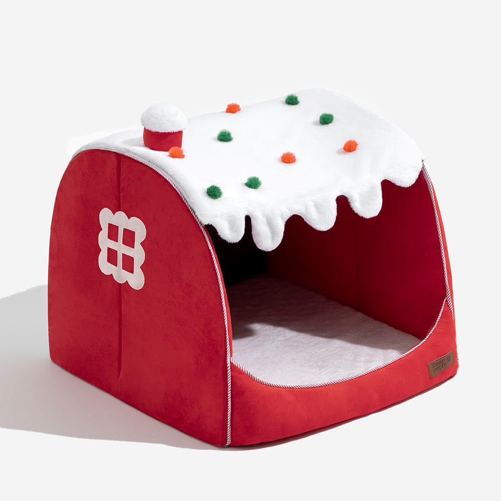 Schneehaus Hundebett, orthopädisch und waschbar, kuscheliger Schlafplatz für Ihr Haustier.