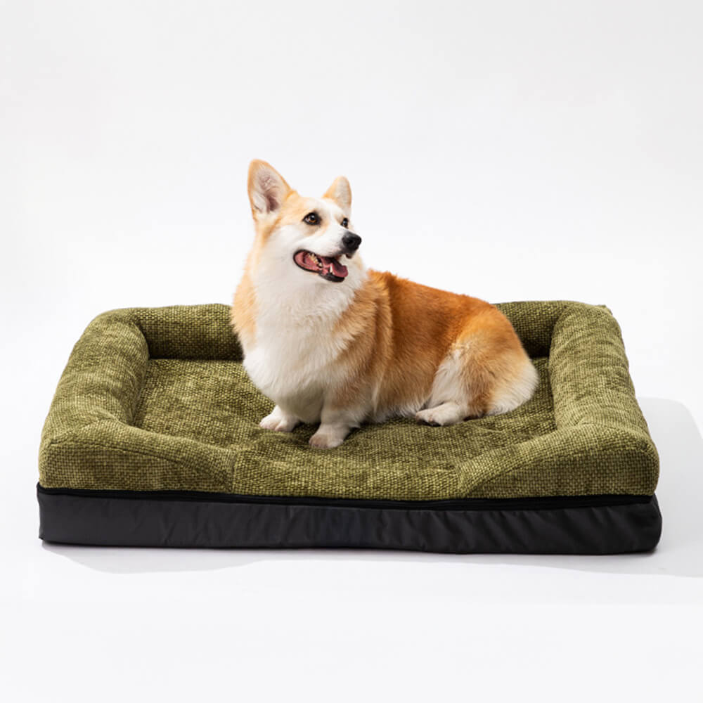 Komfortables orthopädisches Hundebett für große & kleine Hunde, Gelenkunterstützung inklusive.