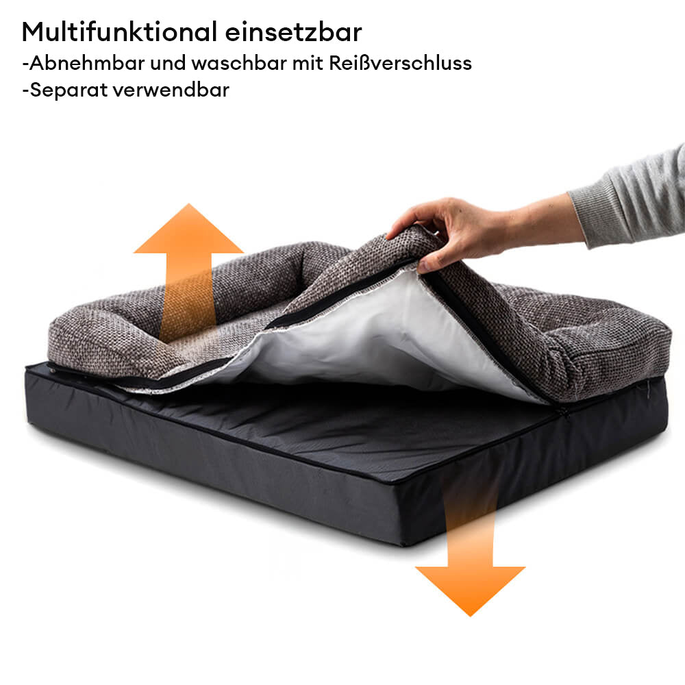 Modernes, graues orthopädisches Hundebett, passt perfekt in Ihr Zuhause, bietet Komfort.