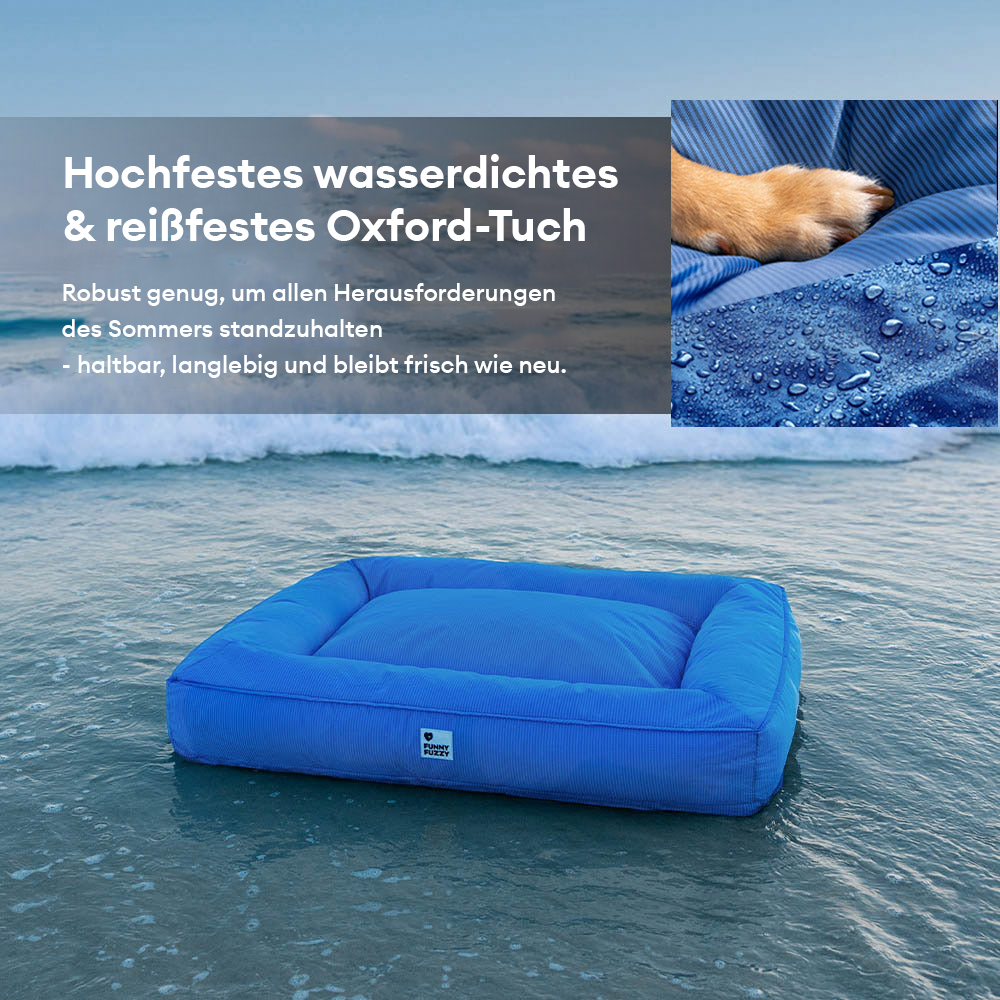 Großes, robustes Tierbett, wasserabweisend und orthopädisch, bietet optimalen Schlafkomfort für Hunde.