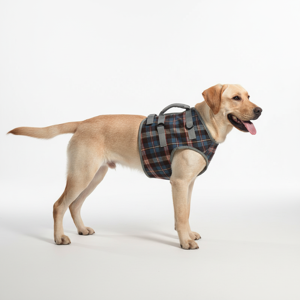 Robustes orthopädisches Hundegeschirr PawRelief für die Hinterbeine. Bietet stabile Unterstützung & Mobilitätshilfe.
