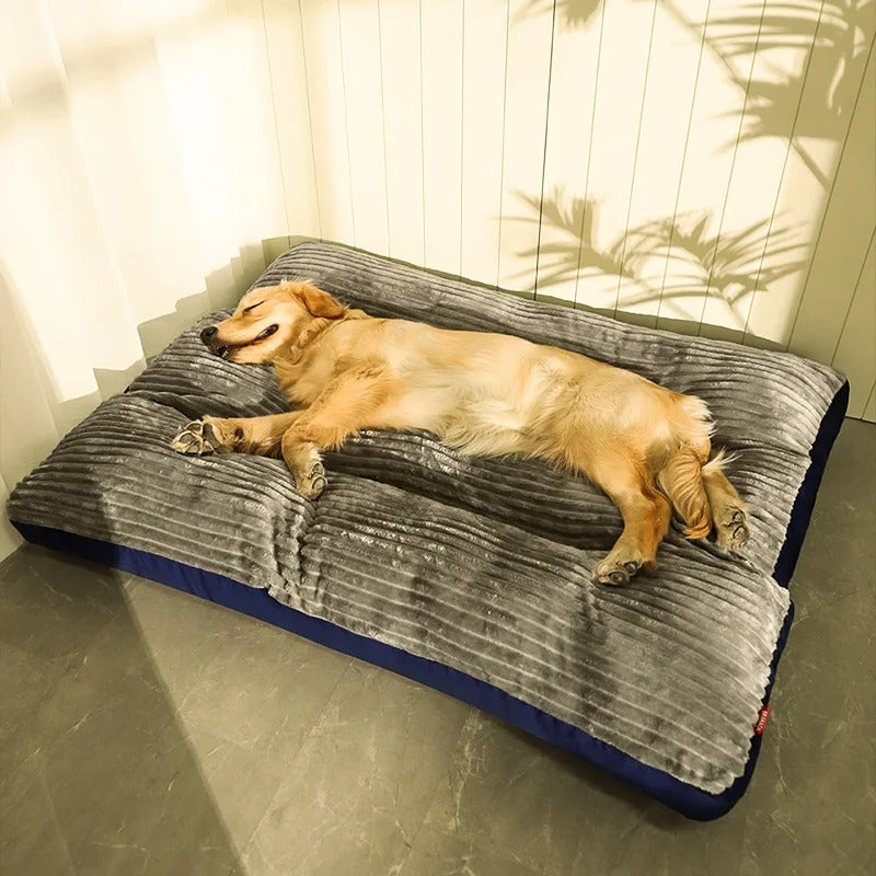 Orthopädisches Hundekissen SnuggleRest für gemütlichen Schlaf, ideal für ältere Hunde. Pflegeleichter Bezug.