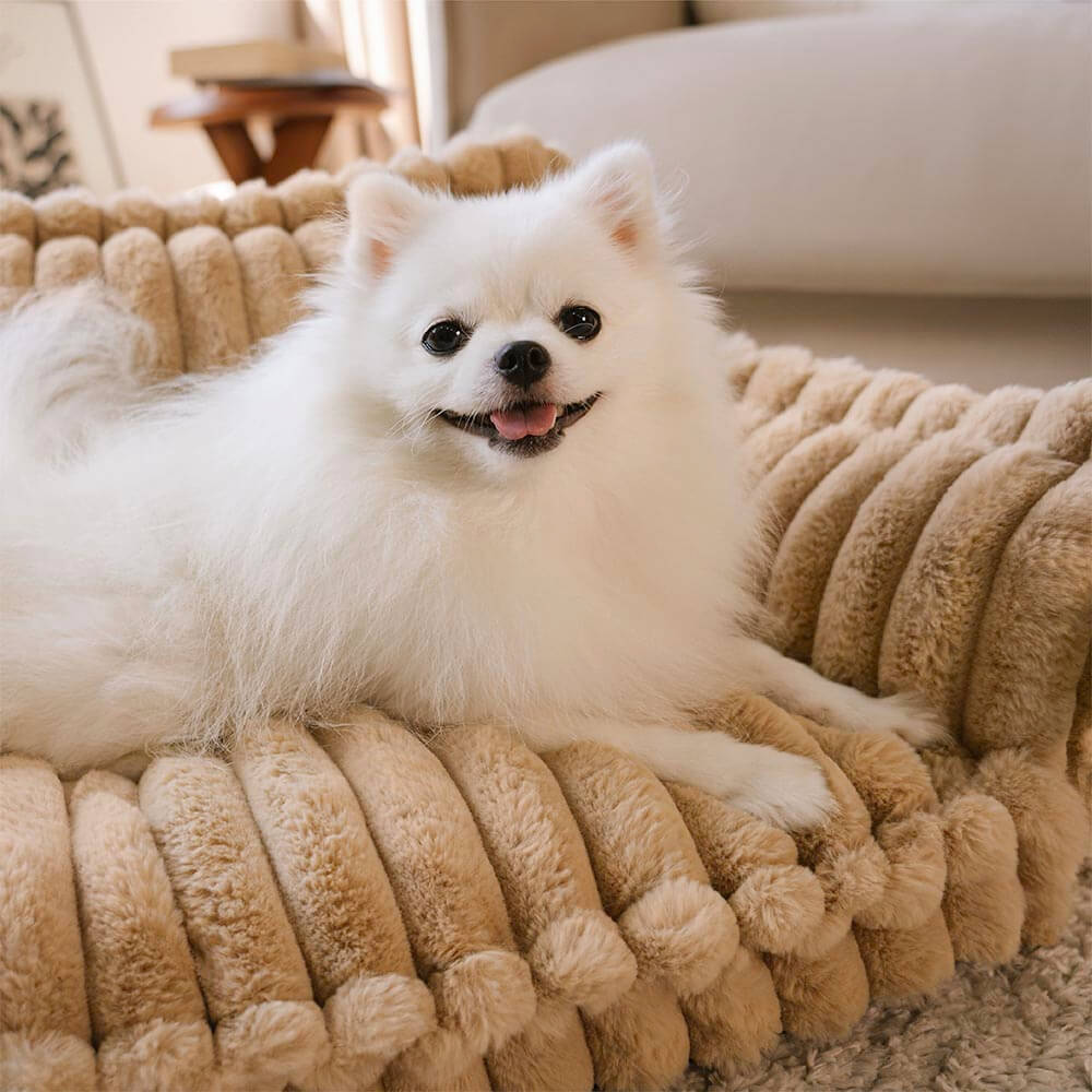 Flauschiges, orthopädisches Hundekissen mit rutschfester Unterseite, waschbar & gelenkschonend.