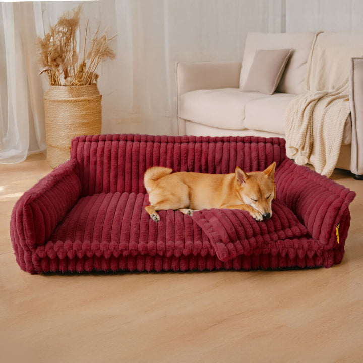 Großes orthopädisches Hundebett, flauschig und waschbar. Optimal für Gelenke älterer Hunde.
