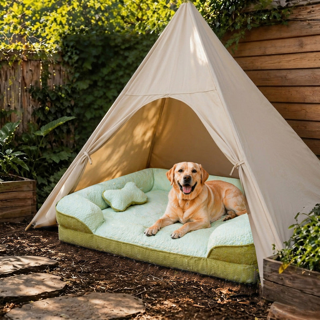 Kühlendes orthopädisches Hundebett für entspannte Vierbeiner; perfekt für heiße Tage.