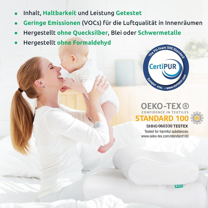 Genießen Sie schmerzfreie Nächte mit diesem orthopädischen Komfortkissen für gesunden, tiefen Schlaf.