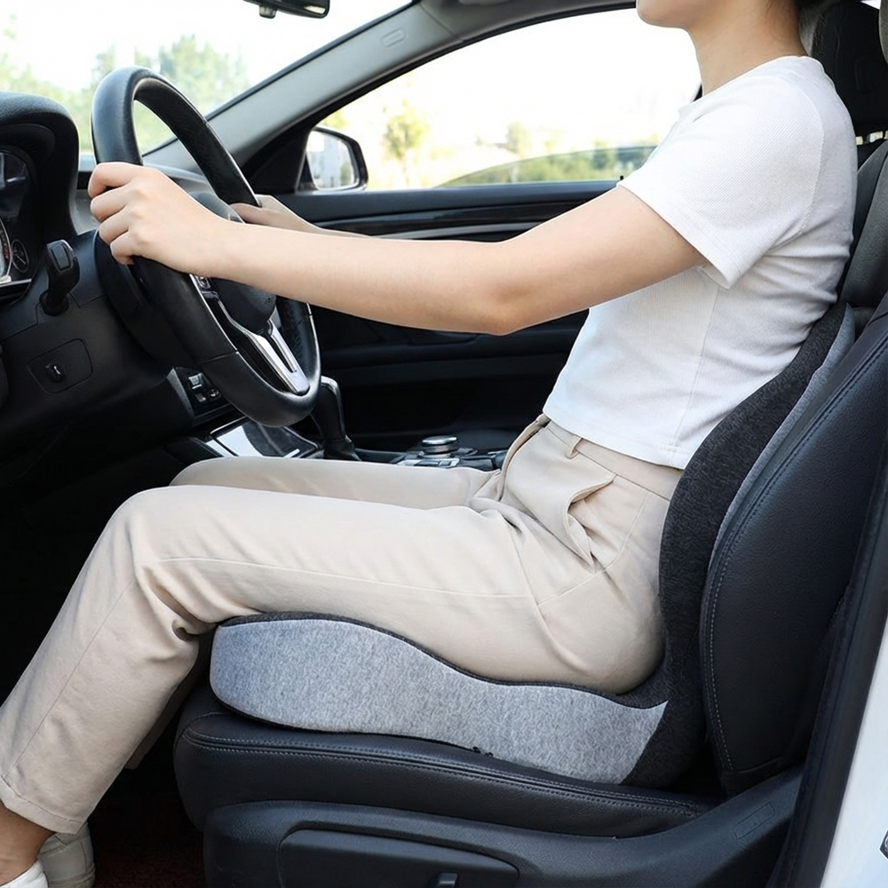 Ergonomisches Memory-Schaum Sitzkissen, ideal für Bürostuhl & Auto. Bietet Steißbein-Schmerzlinderung.