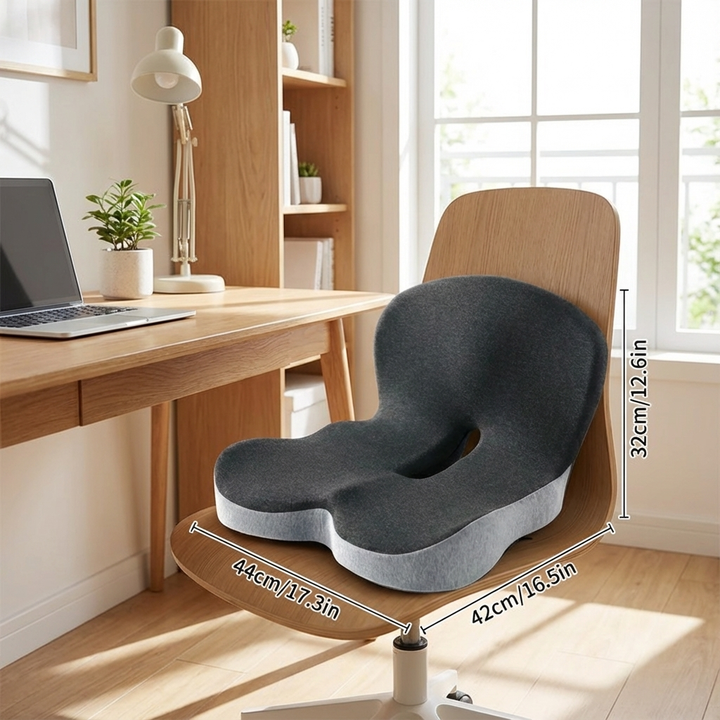 Vielseitiges Memory-Schaum Sitzkissen für Auto, Büro & Zuhause. Ergonomisch, fördert gesunde Haltung.