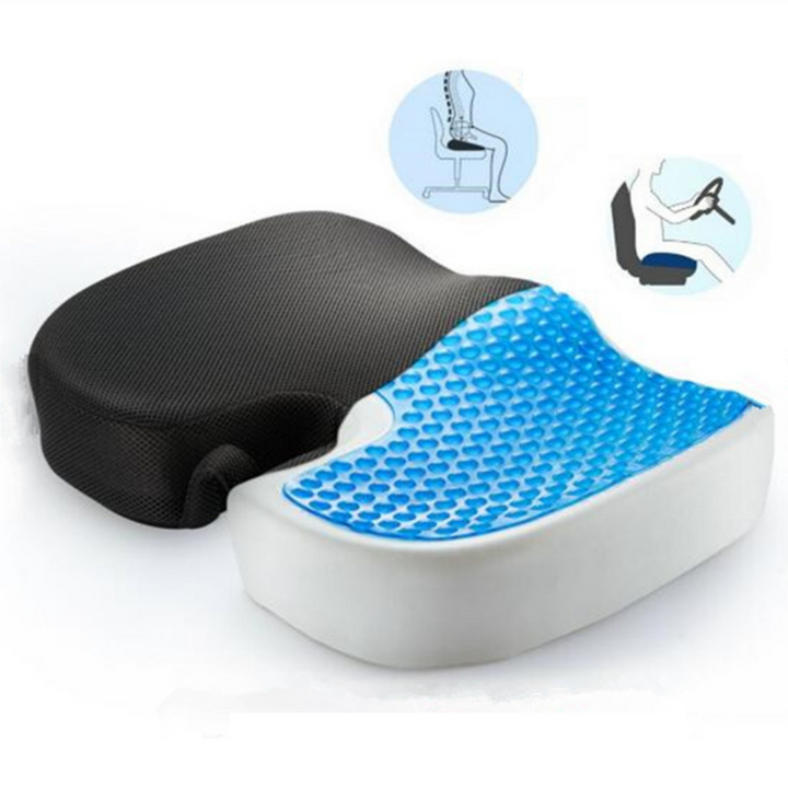 Orthopädisches Memory-Sitzkissen für Steißbein & Rücken; ergonomisch gegen Rückenschmerzen am Bürostuhl.