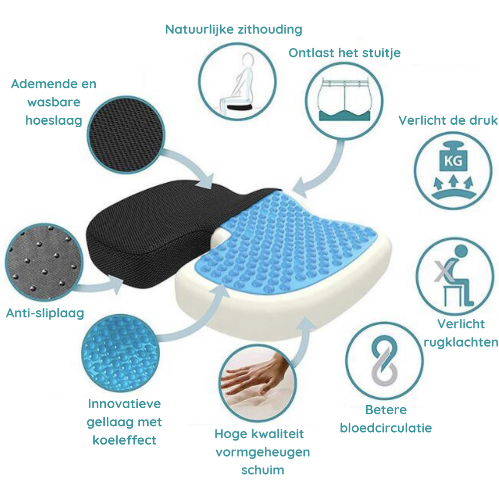 Komfortables Memory-Foam-Sitzkissen für langen Sitzkomfort; ideal für Home-Office & Bürostuhl.