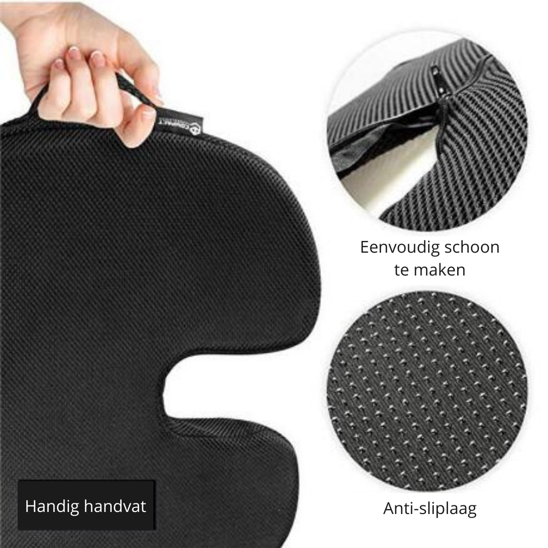Ergonomisches Sitzkissen lindert Steißbein- & Rückenschmerzen; Memory-Schaum für gesünderes Sitzen.