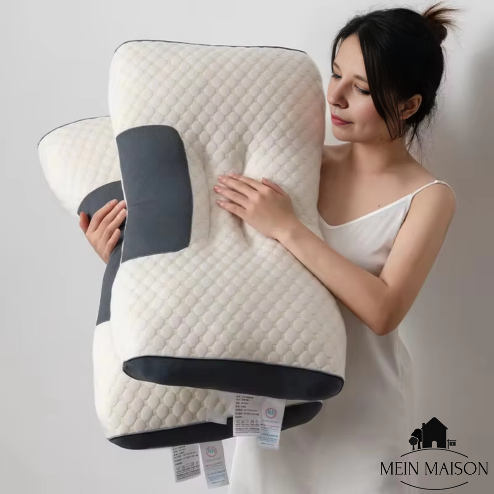 Hochwertiges ergonomisches Schlafkissen für Seitenschläfer, Rückenschläfer; fördert entspannten Tiefschlaf.