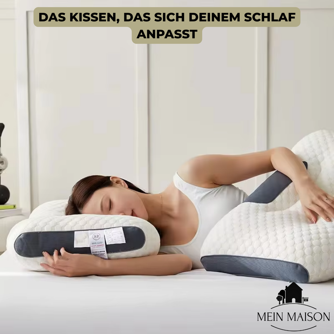 Nackenkissen mit Memory-Schaum, stützt die Halswirbelsäule, ideal für komfortable Entspannung.
